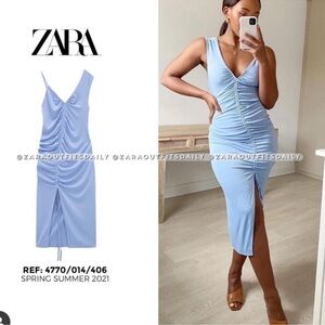 ZARA Ruched Asymmetrical Dress